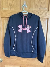 Under Armour Black & Pink Camo Sweatshirt Womens Small Outdoor Hunting Fishing