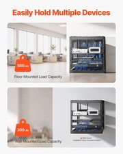 10U Open Frame Network Rack, 23 in Depth, Wall Mounted or Floor Standing Server