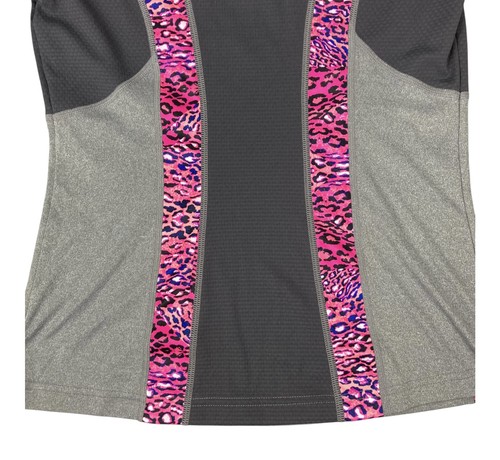 FILA SPORT RUNNING Performance S/S Top grau rosa Leopardenbesatz Damen S Polyester - Bild 11 von 14