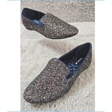 Birdies The Starling Loafers Navy Multi Glitter Smoking Slippers Womens 6 Exc