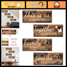 4 Rustic Wooden Wall Signs - Family, Together, Bless This Home Decor, 4-Piece Se