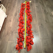 Lot of 2 Artificial Red Maple Leaf Fall Garland Door Decoration 6 ft