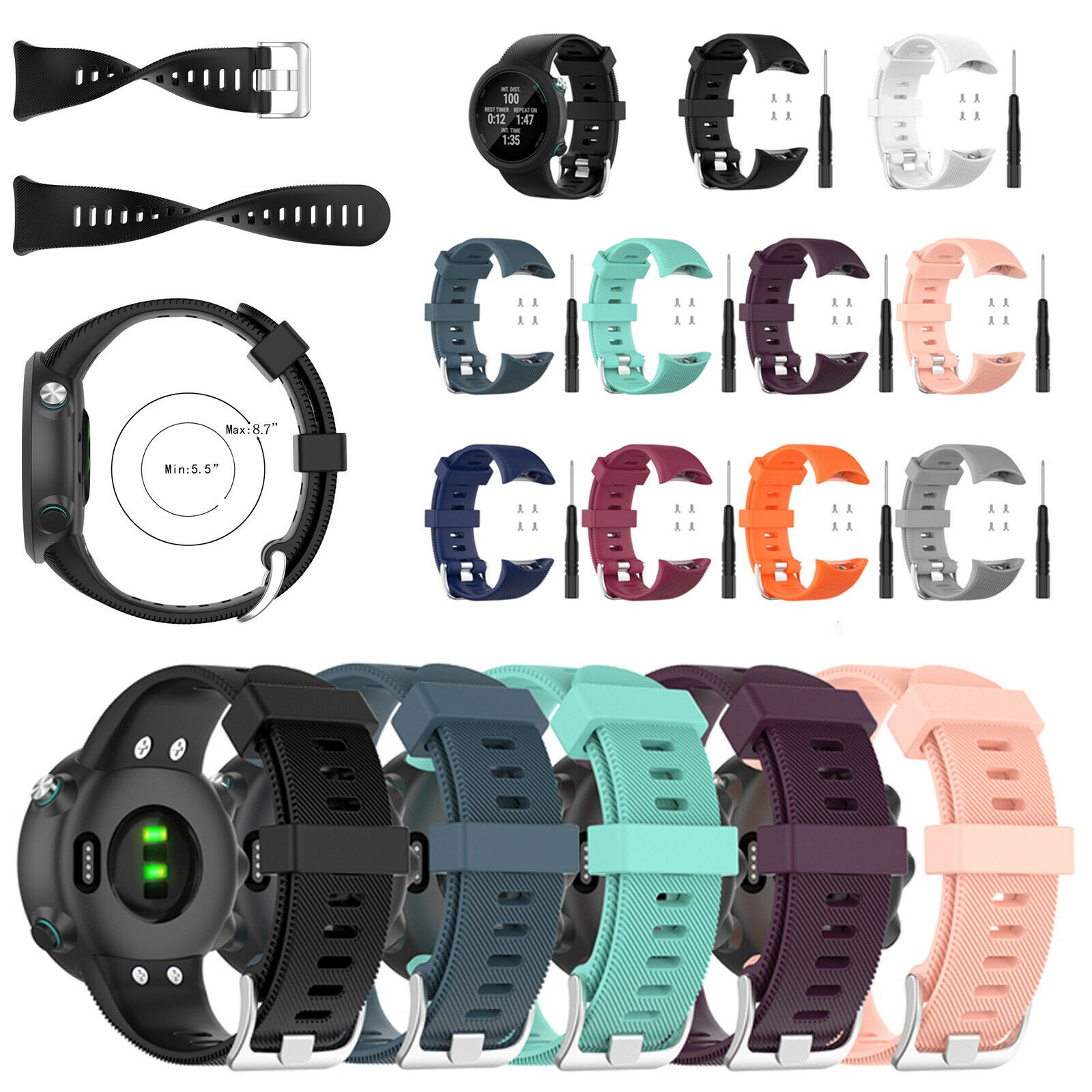 Per Garmin Swim 2 Pool SWOLF GPS Smart Watch 25 mm cinturino da polso cinturino orologio