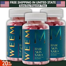 WEEM Hair Skin and Nails Gummies, Vegan biotin Vitamins, Healthy Hair- Pack of 3