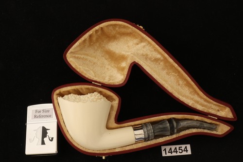 Deluxe Dublin Block Meerschaum Pipe Carved by Tekin with fitted case 14454 - Picture 4 of 11