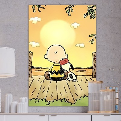 Charlie Brown Snoopy Leinwand Bild Farbig Wandbild Cartoon Pop Art Peanuts