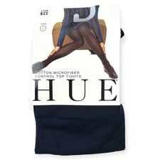 HUE Navy Blue Cotton Microfiber Control Top Tights Womens Size 1