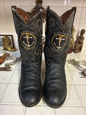 Blackfoot Charters Black Leather Motorcycle Engineer Boots USA Made 8.5 W