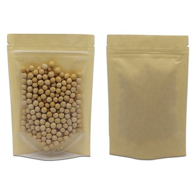 Zip Plastic Package Lock Bag Brown Kraft Paper 50 Pcs 5.5x7.8 inch Reclosable