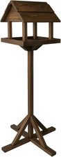 Image of Deluxe Dark Wooden Bird Feeding Garden Table – Large Outdoor Free-Standing Bird