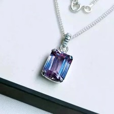 10+ Ct Color Change Natural Alexandrite Gemstone Pendant 925 Silver Gift For Her