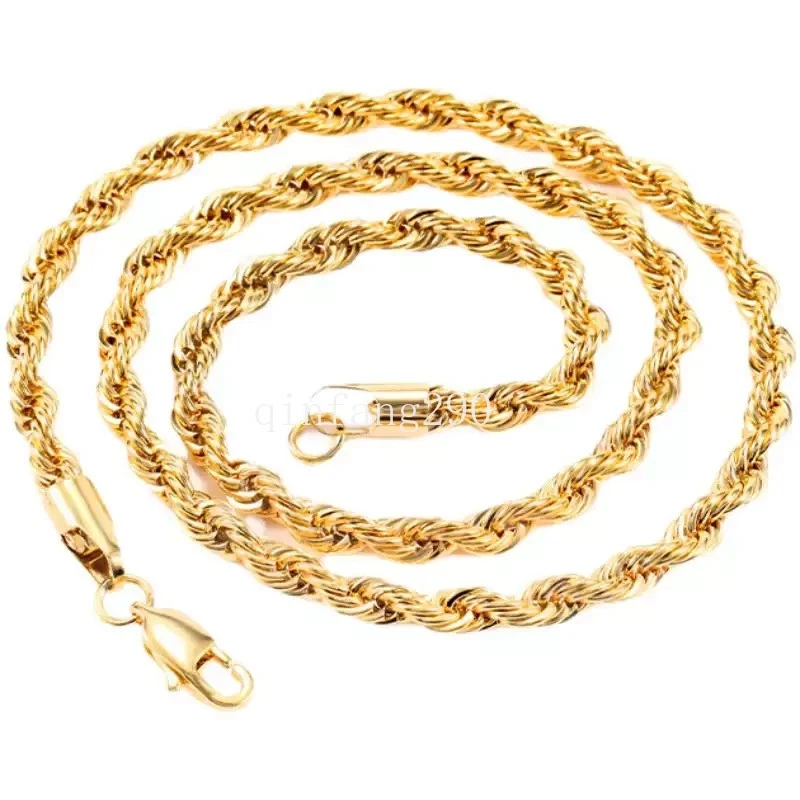 Collar de cadena de oro amarillo de 10 quilates de 3-5 mm para hombre de 18" 20" 22" 24" Foto 4 de 4