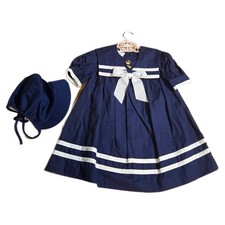 VTG Sailor Dress W/ Bonnet 4T Nautical Cruise Boat Pretty As A Picture Anchor