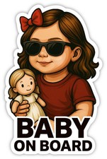 Baby on Board - Kind im Auto Autoaufkleber Fenster Sticker 15x10 cm Mädchen