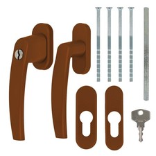 Alu Terrassentürgriff Paar mit Rosetten - abschließbar weiß braun silber schwarz