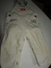 Vintage Oshkosh B'Gosh Vestbak White Denim Overalls Union Tag Toddler 18m READ