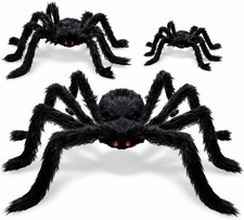 3 Pack Halloween Giant Spider Decorations, 78"/58"/47" Large Hairy Spiders