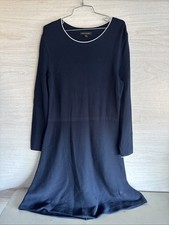 Banana Republic button-shoulder fit and flare navy sweater dress Sz L