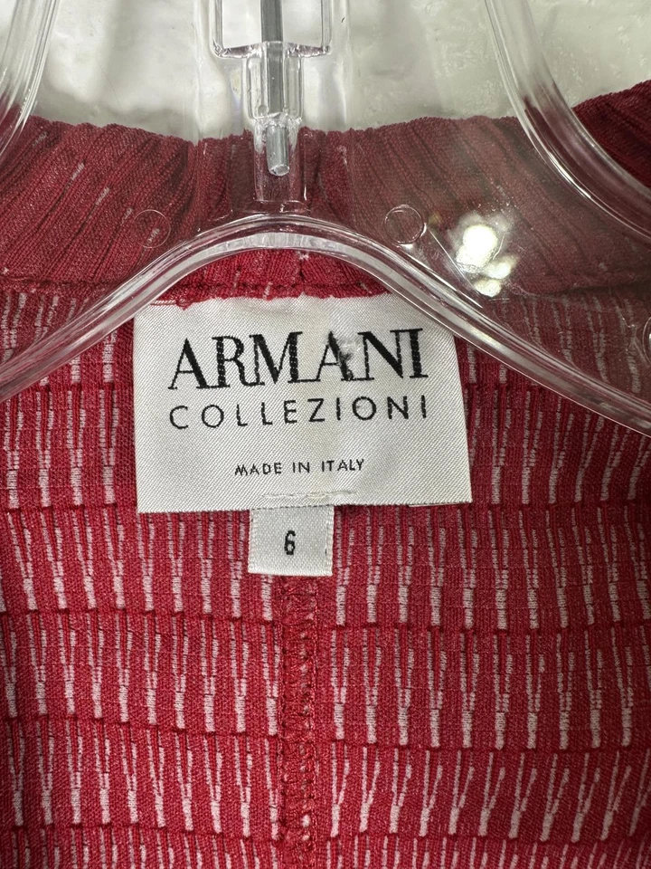 Blazer Mujer 6 Armani Collezioni Rojo Italia Texturizado Mezcla Algodón Chaqueta Foto 2 de 4