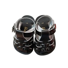 Salt Water Sandals Sun-San Sea Wee Black Leather Fisherman Baby Size 1 Classic