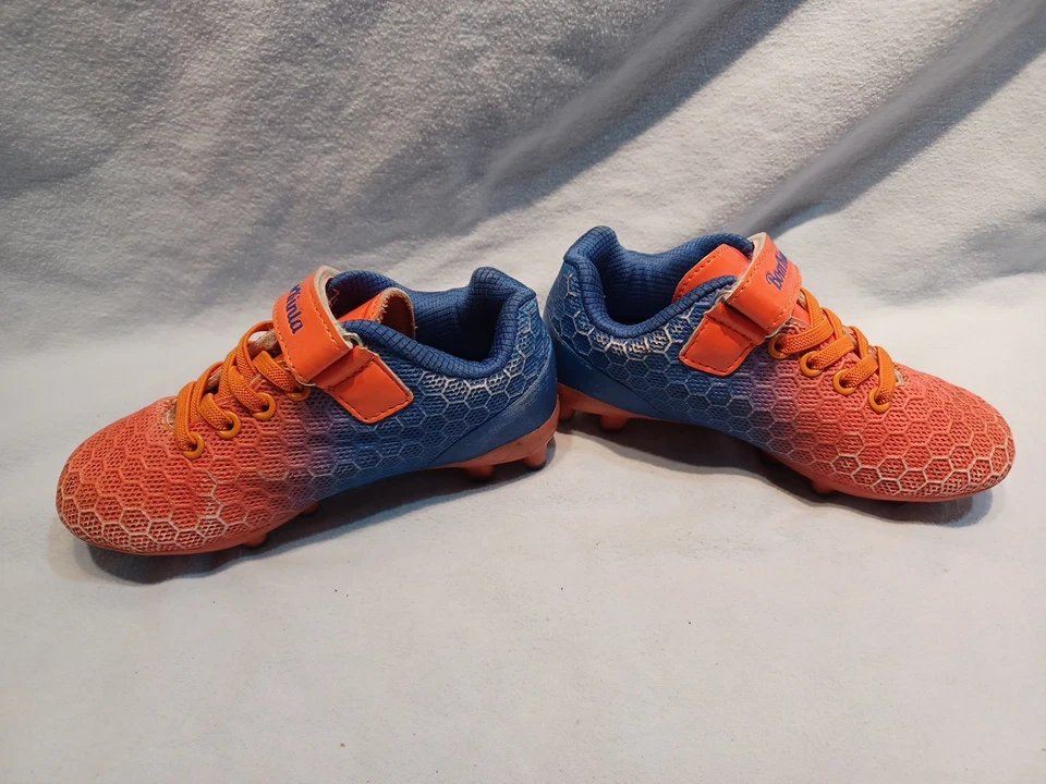 Kids Soccer Cleats Boys Girls Athletic Football Shoes Sz 11 Kids Orange-blue - Image 2 of 4