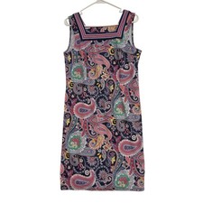 Talbots Women M Multicolor Paisley Sleeveless Knee Length Boho Sheath Dress
