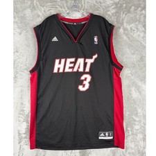 Adidas Miami Heat Dwyane Wade Replica Basketball Jersey Black Red Size L