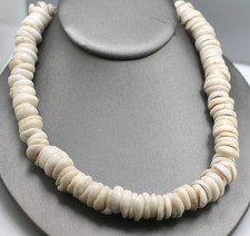 Vintage Natural Puka Hawaiian Shell Necklace white off white 16   130 grams
