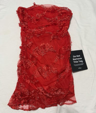 Lulus Red Strapless Floral Lace Mini Dress XS Party/Cocktail Zip Sleeveless