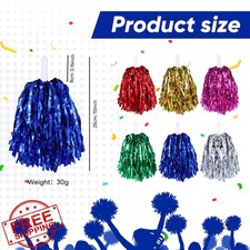 24pc Cheerleading Pom Poms Metallic Foil Handle Party Sports
