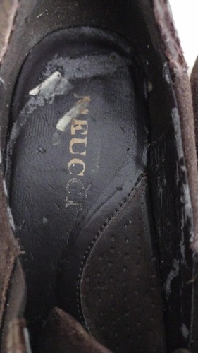 Meucci Schuh Damen braun Größe 9,5-10 Wildleder Reptil geprägt Schnürschuh bequem Keilabsatz - Bild 2 von 6