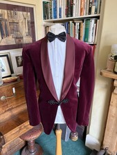 Simpsons of Piccadilly Single Breasted Burgundy Velvet Smoking Jacket