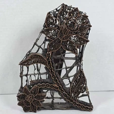 Rare Antique VTG Copper Batik Tjap Chop Hand Textile Stamp Flowers