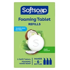 Hand Soap Tablets, Foaming Hand Soap Refill Tablets, Fresh Coconut, 6 Tablets