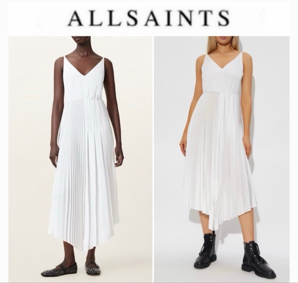 New AllSaints JAX Asymmetrical White Pleated Midi Dress M | eBay New AllSaints JAX Asymmetrical White Pleated Midi Dress M | eBay