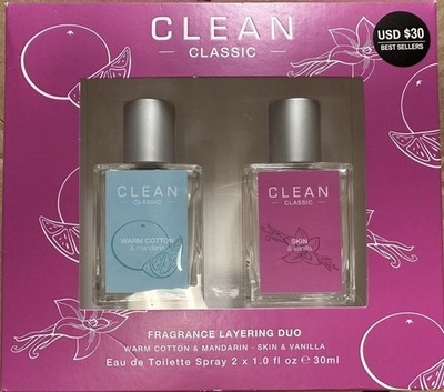 Clean Skin Vanilla + Cotton Mandarin 2 x 1 oz EDP  Set Women