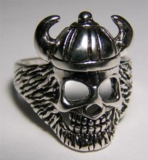 Quaity VIKING WITH VINTAGE HELMET  HORNS BIKER RING BR64 jewelry RINGS unisex