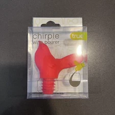 True CHIRPIE Wine Pourer Red Silicone Bird - NEW