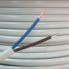 2 Core Flat Cable 3amp 0.5mm Flex 6amp 0.75mm PVC Wire 1m 100m 2192Y White
