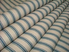 Harrogate Fischgrät Blau Natürliche 100% Baumwolle Ticking Vorhang Polsterstoff