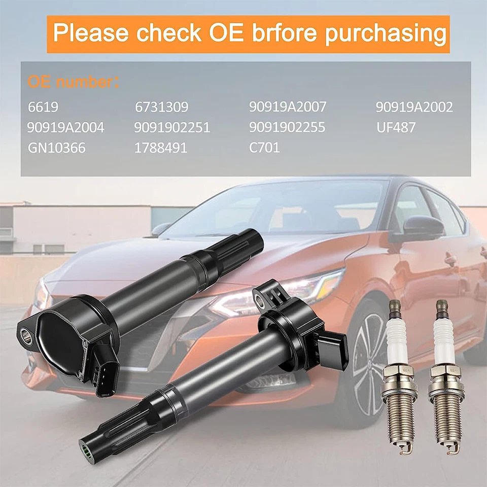 6X Ignition Coils & Iridium Spark Plugs For 2005-2018 Toyota Avalon 3.5L UF487 - Image 3 of 4