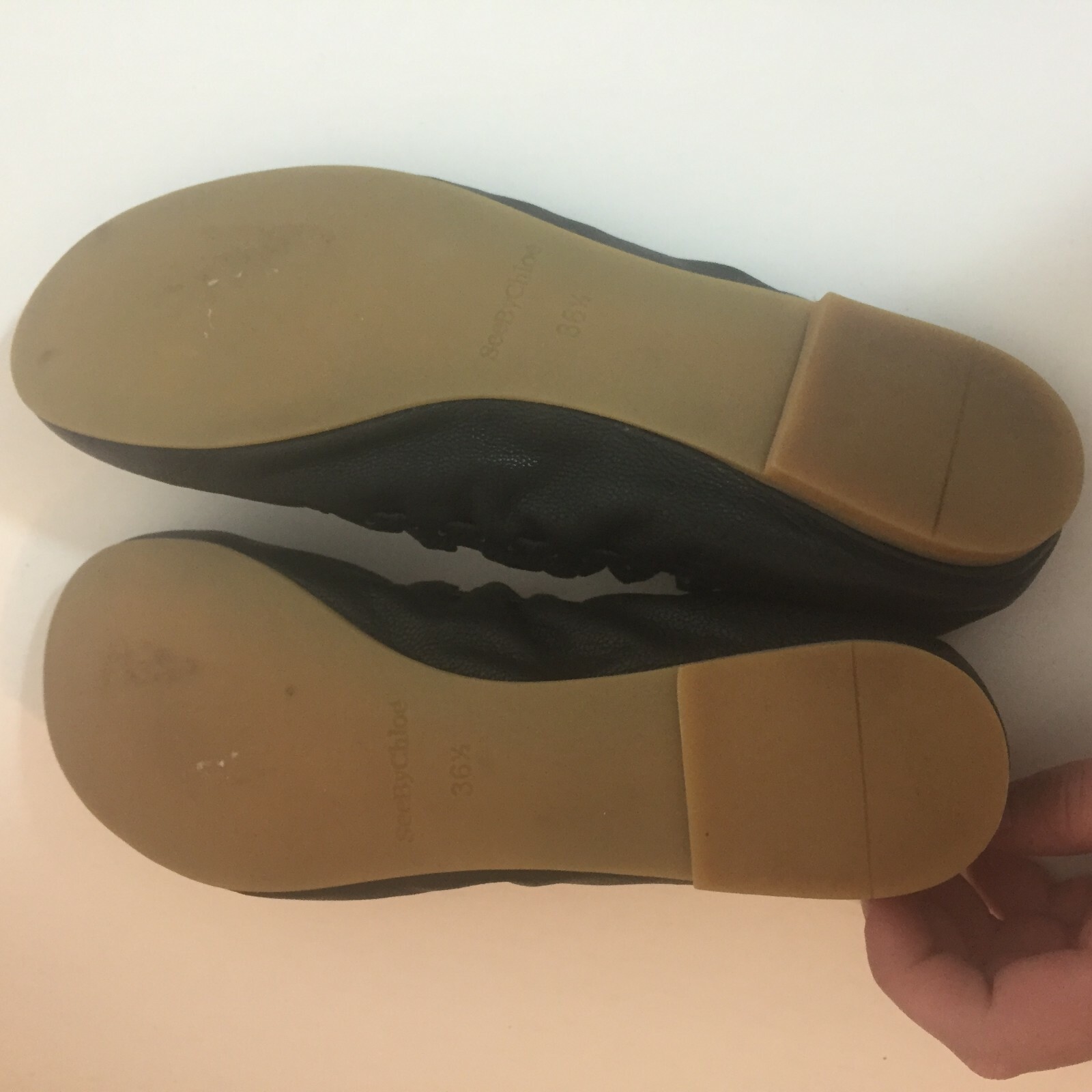 See by Chloe Chloe Chloe Size 6.5 Black Jane Ballerina Scallop Leather Flats 235 882033 See by Chloe Chloe Chloe Size 6.5 Black Jane Ballerina Scallop Leather Flats 235 882033