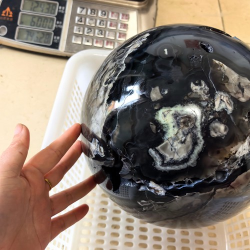 39.3LB top Natural Volcanic Rock Agate Quartz Sphere Crystal Ball Reiki - Imagen 13 de 14