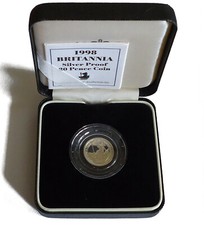 1998 UK Silver Proof Britannia 20 pence coin Case COA Royal Mint