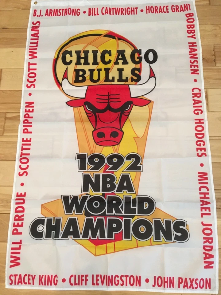 Juego completo de pancartas/banderas del campeonato de la NBA Chicago Bulls de 3'x5' "The Last Dance" Foto 3 de 4