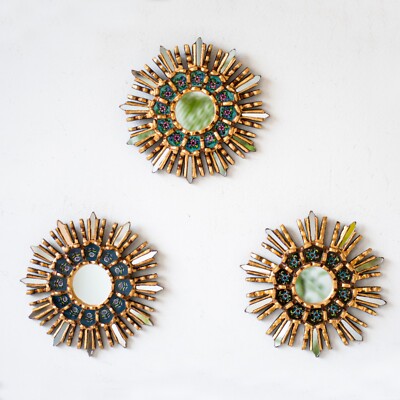 Peruvian Sunburst Round mirror set 3 for wall home decorations | Home christmas