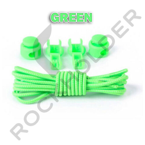 No Tie Shoe Laces Lazy Elastic Round Shoelaces Lock Adults Kids Sports Trainers - Picture 15 of 20