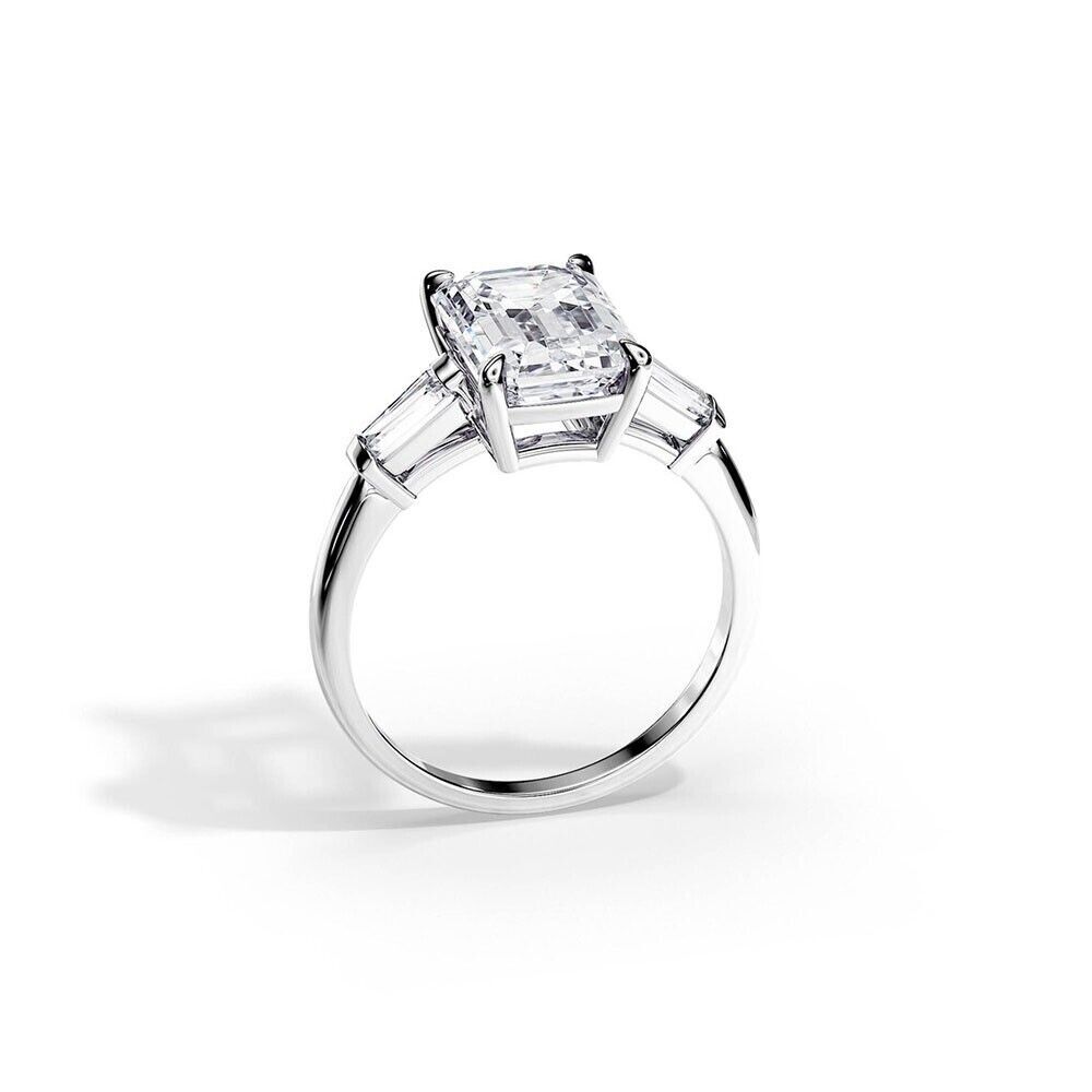 Wedding Ring Solid 950 Platinum Emerald 2.60 Cara… - image 4