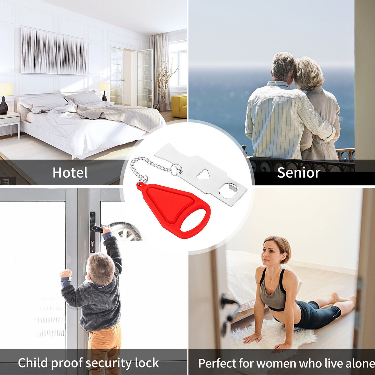 2-Pack Lexziuo Portable Stainless Steel Door Locks – Tool-Free Travel Security Devices For Hotels, Dorms, Apartments, And Home Privacy (Compact 3.26x1.18 Inches)