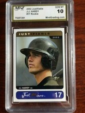 2002 Justifiable #17 J.J. Hardy Rookie Card Mint Grading Service 10 Gem Mint